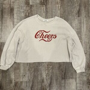 Project Social T Los‎ Angeles Cheers Cropped Sweatshirt Gray Red Graphic Size L